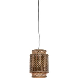 Lampe suspendue avec abat-jour en bambou noir et naturel 18x25 cm Bhoutan - Good & Mojo