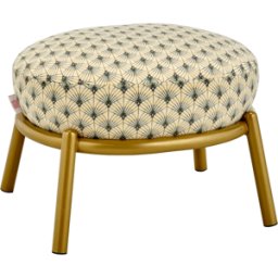 Tabouret rond en tissu à motif et piètement en métal doré 48x46x37cm Drop - Meme Design
