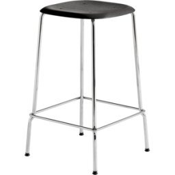Tabouret en chêne noir et acier chromé 65 cm Soft edge 80 - Hay