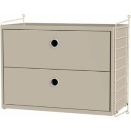 Commode à suspendre avec tiroirs en chêne et montants beiges String Systems - String furniture