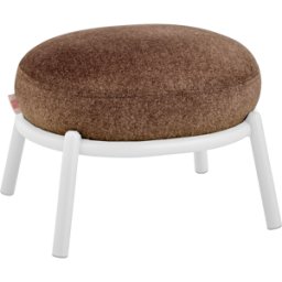 Tabouret rond en tissu marron et piètement en métal blanc 48x46x37cm Drop - Meme Design