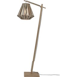 Lampadaire en bambou naturel avec abat-jour en bois noir et naturel 150x30 cm Merapi - Good & Mojo