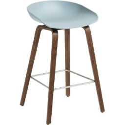 Tabouret de bar en plastique recyclé dusty blue et pieds en noyer 65 cm AAS 32 2.0 - HAY