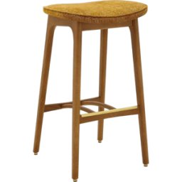 Tabouret de bar en tissu marbre moutarde et frêne foncé 75 cm Série 200-190 - 366 Concept