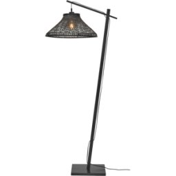 Lampadaire en bambou noir avec abat-jour en bois noir 150x45 cm Tahiti - Good & Mojo