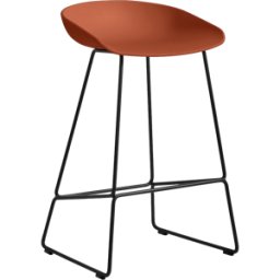 Tabouret de bar en métal orange et piétement noir 64 cm AAS 38 - Hay