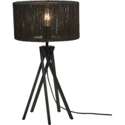 Lampe à poser en bambou noir avec abat-jour en rotin noir 30x45 cm Iguazu - Good & Mojo