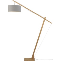 Lampadaire en bambou naturel abat-jour en lin gris clair 207cm Montblanc - Good & Mojo