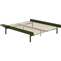Sommier extensible en acier vert sapin avec lattes 160cm et une table de chevet - Moebe