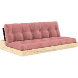 Canapé convertible en pin laqué dossier noir et matelas rose sorbet 196x110x72cm Base - Karup Design