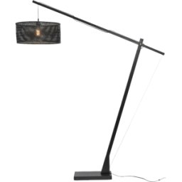 Lampadaire en bambou noir avec abat-jour en bois noir 207x50 cm Java - Good & Mojo
