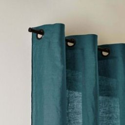 Rideau À Oeillets Noirs Carlina Bleu Vert Et Bourdon Noir - Madura