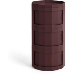 Table de chevet en plastique recyclé bordeaux 3 portes 38x71cm Facet - HAY