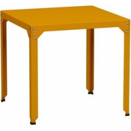 Table carrée en acier mat safran 79 cm Hegoa - Matière Grise