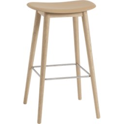 Tabouret de bar 75cm ocre piétement en chêne naturel Fiber - Muuto
