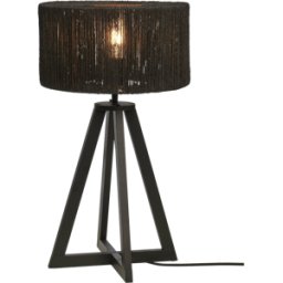 Lampe à poser en bambou noir avec abat-jour noir 30x45 cm Iguazu - Good & Mojo