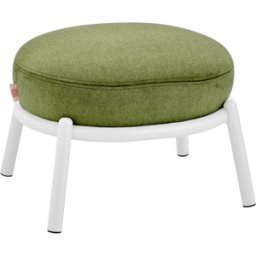 Tabouret rond en tissu olive et piètement en métal blanc 48x46x37cm Drop - Meme Design