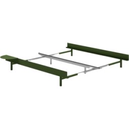 Sommier extensible en acier vert sapin sans lattes 90-180cm et table de chevet - Moebe