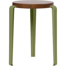 Tabouret en chêne foncé et acier kaki Lou - TIPTOE