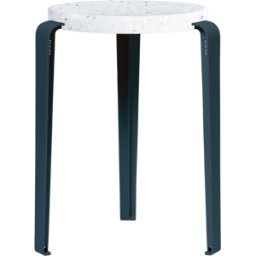 Tabouret en plastique recyclé bleu nuit LOU - TIPTOE