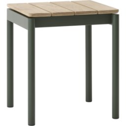 Tabouret de jardin carré en bois de teck et acier vert bronze 39,5x40x46cm Ville AV47 - &tradition