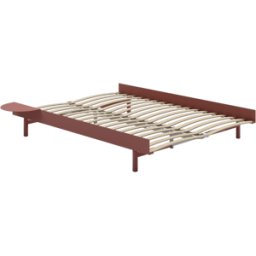 Sommier extensible en acier rose avec lattes 140cm et table de chevet - Moebe