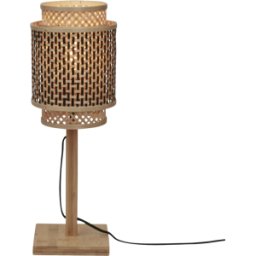 Lampe à poser en bambou naturel avec abat-jour en tube noir et naturel 18x25 cm Bhutan - Good & Mojo
