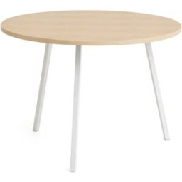 Table ronde en chêne et acier blanc 105cm Loop Stand - Hay