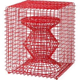 Tabouret en métal rouge corail Zig zag - Pols potten