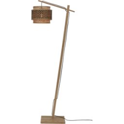 Lampadaire en bambou naturel avec abat-jour en bois noir et naturel 150x25 cm Bhutan - Good & Mojo