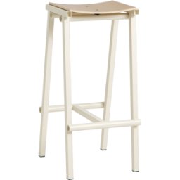 Tabouret de bar en bois de chêne et acier ivoire 75cm Tabourete 8 - Hay