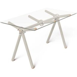 Table à manger en verre et structure en échafaudage perle 140cm Clavex - Maximum