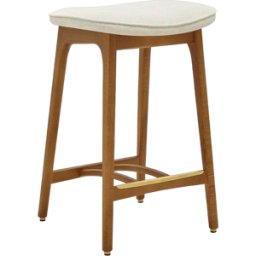 Tabouret de bar en tissu marbre blanc et frêne foncé 65 cm Série 200-190 - 366 Concept