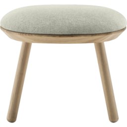 Tabouret en frêne et tissu beige gris Naïve - Emko