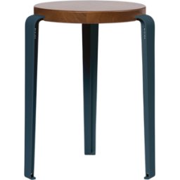 Tabouret en chêne foncé et acier bleu nuit Lou - TIPTOE