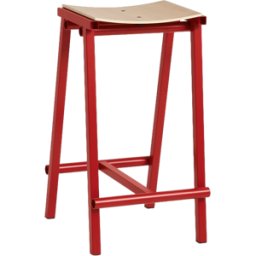 Tabouret de bar en bois de chêne et acier rouge signal 65cm Tabourete 8 - Hay