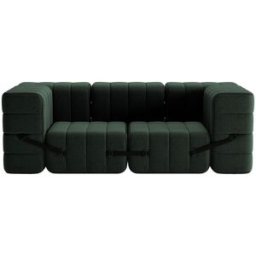 Canapé modulable accoudoirs 2 places en tissu dama vert foncé 204x102x68cm Curt - Ambivalenz