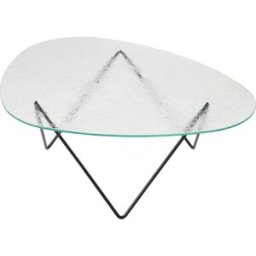 Table basse en verre structuré transparent et acier noir mat 106cm Pedrera - Gubi