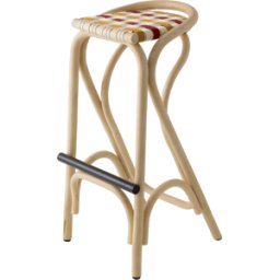 Tabouret de bar en rotin et assise jaune bouton d'or et rouge brique 83x44cm Virage - ORCHID EDITION