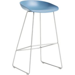 Tabouret de bar en plastique recyclé bleu azure et pieds en acier 75 cm AAS 38 2.0 - HAY