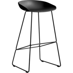 Tabouret de bar en plastique recyclé noir et pieds en acier noir 75 cm AAS 38 2.0 - HAY