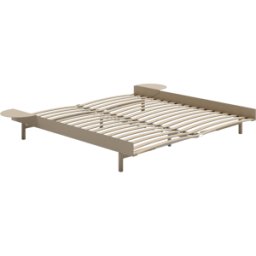 Sommier extensible en acier sable avec lattes 180cm et tables de chevet - Moebe