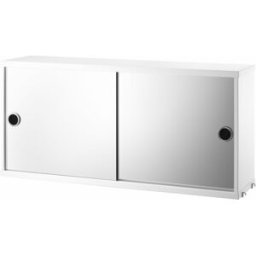 Caisson en mdf blanc et deux portes miroirs 78 x 30 x 37 cm - String furniture