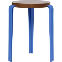 Tabouret en chêne foncé et acier bleu azur Lou - TIPTOE