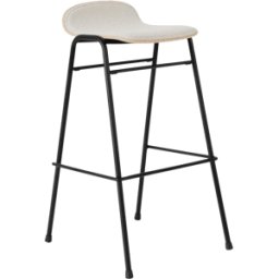 Tabouret de bar 75 cm en tissu gris et cadre noir Touchwood - Hem