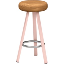 Tabouret haut en chêne et acier baby pink 75 cm Smack - Matière Grise