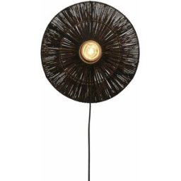 Lampe murale ronde en bambou noir 40x12 cm Iguazu - Good & Mojo
