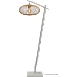 Lampadaire en bambou blanc avec abat-jour en bois naturel 150x40 cm Cango - Good & Mojo