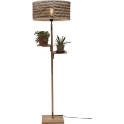 Lampadaire avec étagère en bambou noir et naturel 50x158cm Java - Good & Mojo