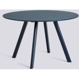 Table ronde en bois de chêne laqué bleu foncé et linoléum bleu fumé 120x74cm CPH 25 2.0 - Hay